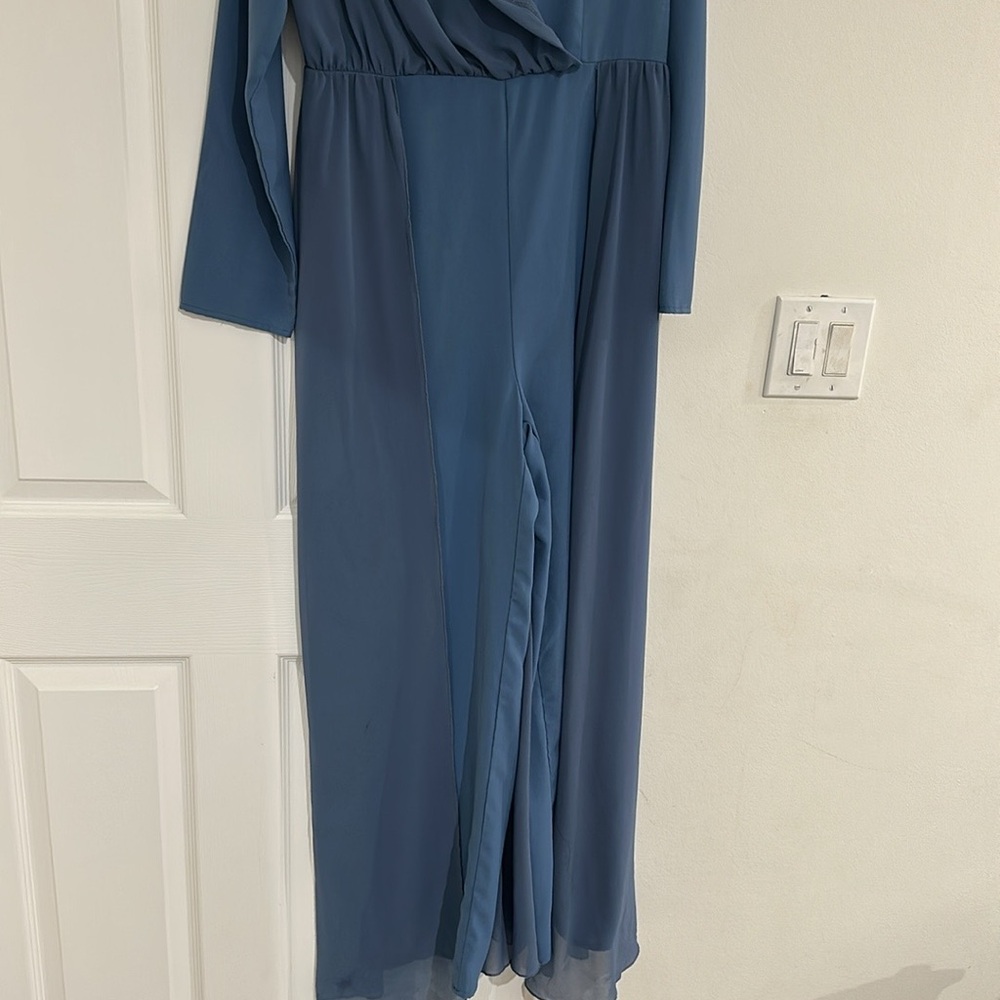 Elegant Blue Long Sleeve Dress